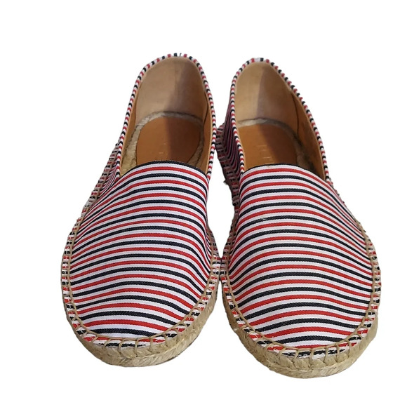 J. Crew Red White Blue Striped Canvas Jute‎ Rope Espadrilles Flats Patriotic - Picture 5 of 16